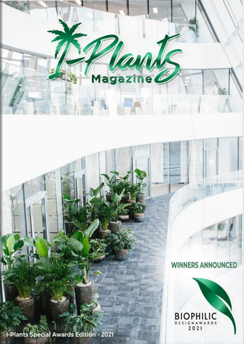 The cover page of the 2021 I-Plants Magazine that features the Biophilic Design Awards of 2021